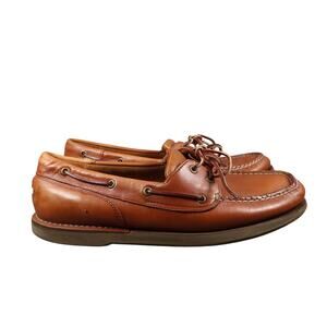 Rockport Boat Shoes Mens 13 Casual Leather Moc Lace Up Brown Classic Lifestyle